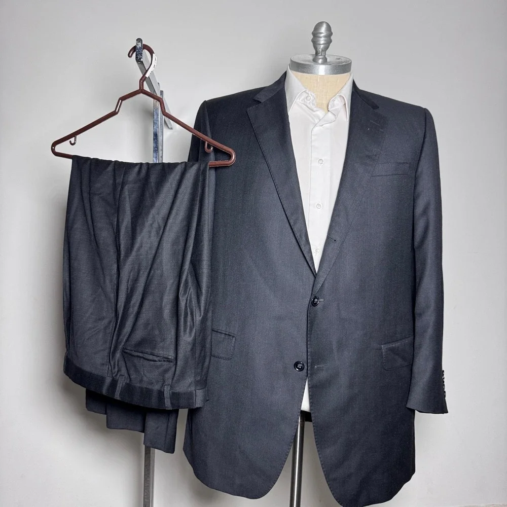 Samuelsohn Suit Mens 48XL 35x30.5 Charcoal Solid Super 110s Wool 2-Button Canada